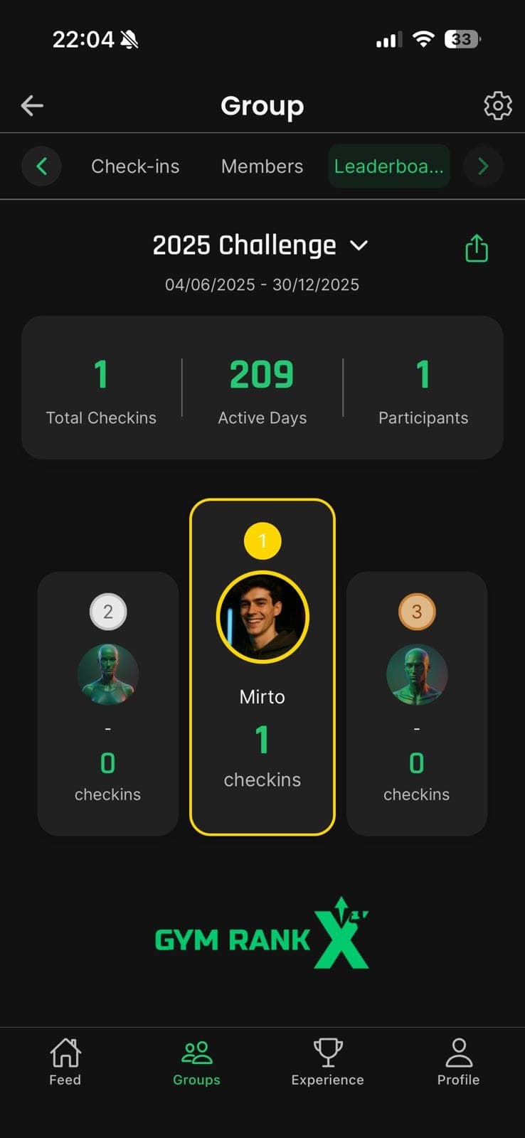 Competition leaderboard with friends in group