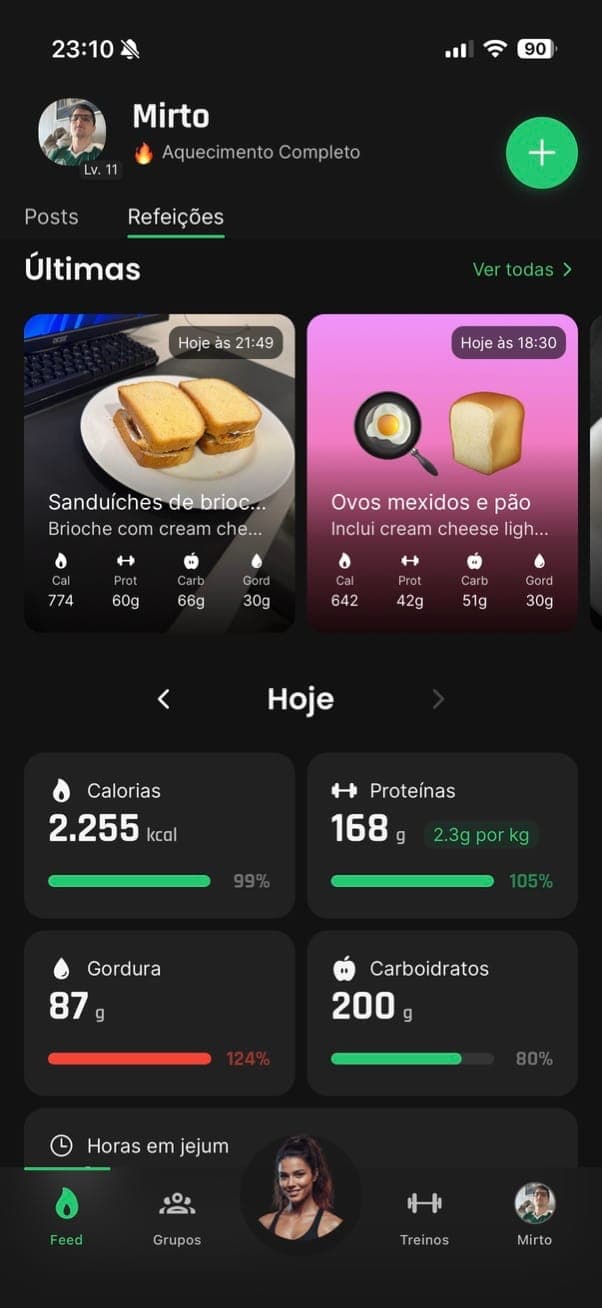 Dashboard de calorias